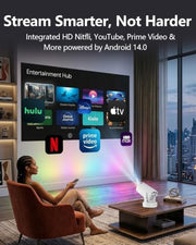 Mini Projector with WiFi 6 and Bluetooth 5.4, Portable Projector 4K Support, 180 ANSI, 5W Soundbase Speaker, Auto Vertical Keystone 210°Rotatable Smart Proyector for Movie Home Outdoor