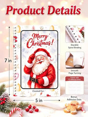 Christmas Gift Card Book for Adults- 5x7 Merry Christmas Giftcard Booklet | Christmas Festive Designs |10 Themed Pages |DIY Spiral Binding |Add Cards, Cash, Coupons | Write-In Notes
