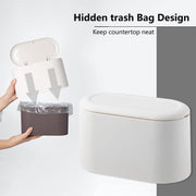 SUBEKYU Mini Trash Can with Lid,Small Desk Garbage Can,White 0.56 Gal | Countertop Mini Garbage Cans for Office Kitchen Coffee Table,Tiny Waste Basket,Bonus: 3 Rolls of Garbage Bags