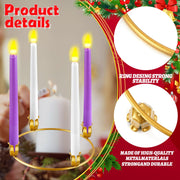 Thyle 20 Pcs Christmas Metal Advent Wreath Rings, Gold Candle Holder | Advent Candle Holder, Christmas Wreath Ring, Xmas Taper Candles Rings Table Candelabra Holder for Church Table Centerpieces