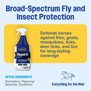 Farnam Repel-X Fly Spray for Horses, Ready To Use, 32 fl oz Spray | Ready-to-use fly spray for horses and dogs that kills and repels flies, mosquitoes, gnats and ticks.