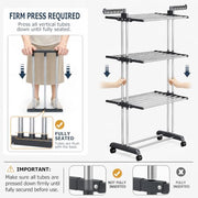 Upgraded 4-Tier Clothes Drying Rack, Drying Rack Clothing with Wheels | Large Foldable Laundry Drying Rack, Clothes Rack with Side Hooks for Indoor Outdoor Air Drying, 19.68"D x 29.9"W x 67.7"H
