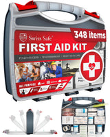 Swiss Safe 2-in-1 348 Pcs Large First Aid Kit for Camping, Travel & Car