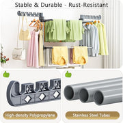 Upgraded 4-Tier Clothes Drying Rack, Drying Rack Clothing with Wheels | Large Foldable Laundry Drying Rack, Clothes Rack with Side Hooks for Indoor Outdoor Air Drying, 19.68"D x 29.9"W x 67.7"H