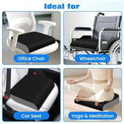 Seat Cushion, Office Chair Cushion, Chair Pad, Large, Black, Large | Memory Foam, Washable Cover, Non-slip Bottom, Portable Handle, for Office, Home and Car