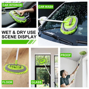 Ordenado 62" Car Wash Brush kit with Long Handle & Scratch-Free Refill Head | Chenille Microfiber Car Wash Mop Mitt, Car Washing Stick, Car Clean Brush Kit, Car Cleaning Supplies for RV Truck Boat, Green