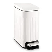 TrashAid Slim Bathroom Trash Can with Lid Soft Close & Pedal, 1.6Gal, White | Removable Inner Bucket, Stainless Steel Garbage Can, Small Wastebasket for Toilet/Office/Bedroom, Retro Design, Odor Control