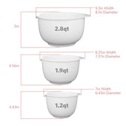 Glad Mixing Bowls with Pour Spout, Set of 3 | Nesting Design Saves Space | Non-Slip, BPA Free, Dishwasher Safe Plastic | Kitchen Cooking and Baking Supplies, White