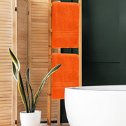 BOUTIQUO 100% Cotton 2 Pack Bath Towel Set 28x55, Eco-Friendly Large Bath Towels, Compact Quickdry Lightweight Soft & Highly Absorbent Bath Towel, Ideal for Everyday Gym Travel Camp Pool - Orange