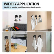 Kruodop Towel Hooks for Bathroom,2 Packs Wall Mount Towel Holder,Black Matte Wall Robe Hook,Stainless Steel Heavy Duty Door Hanger Towel Hook for Kitchen, Bedroom,Hotel,Pool,Coats(Drilling)