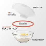 GENICOOK 4Set Nesting Glass Mixing Bowl Set with Airtight Lids BPA Free | Borosilicate Glass Dishwasher, microwave, oven & refrigerator safe,for food prep, mixing, baking and Storage.