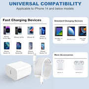 iPhone Charger Fast Charging, USB C Charger Block, 6FT/10FT Lightning Cable | For Apple iPhone 14/13/12/11 Series, 2-Pack 6FT/10FT Long USB C to Lightning Cables, AirPods with Lightning Charging Case