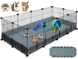 VISCOO 12 Panels Small Animal Playpen, 48" x 24" x 16" Guinea Pigs Cages | C&C Cage for Guinea Pigs with Waterproof Mat, Puppy Play Pen, Bunny Playpen, Indoor Outdoor Portable Metal Wire Yard Fence