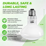 LUCKY HERP Reptile Heat Lamp Bulbs 100W, UVA Daylight Basking Bulbs 2 Pack | Fast Heating, Simulates Natural Sunlight, Ideal for Bearded Dragons Geckos Lizards Turtles Chameleons Amphibians & Chickens