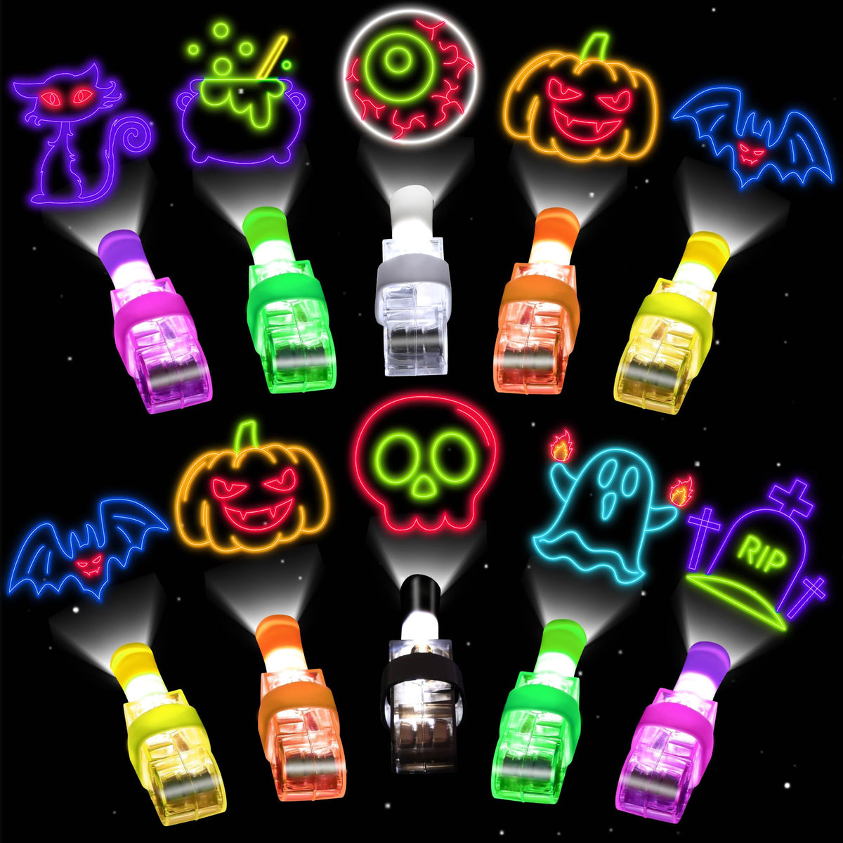 40 PCS Halloween Party Favors for Kids Light Up Finger Lights, Halloween Glow in the Dark Toys Bulk Goodie Bags Stuffers Fillers Non Candy Trick or Treat Toys Halloween Prizes Classroom Party Supplies
