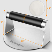 Smash Burger Press, Stainless Steel Burger Smasher with Anti-Scald Handle | 5.5 Inch Hamburger Press Includes 50 Non-Stick Patty Papers, Works Well for griddle, BBQ and Outdoor Cooking, Easy to Clean