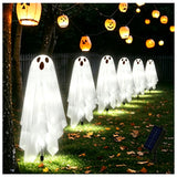 Solar Halloween Ghost Pathway Lights - 6Pack Waterproof Ghost Lights with 8 Modes for Outdoor Yard Porch Garden Lawn Halloween Pathway Decor, White