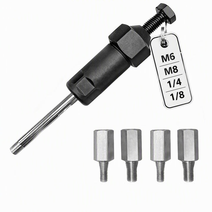 Grease Fitting Cleaning Tool,M10 Long Pole,M6, M8, 1/4, 1/8 Adaptors | 600PSI Heavy Duty Grease Fitting Cleaner Tool,With Seal Ring,Grade 45 Carbon Steel,Suitable for All Types of Equipment