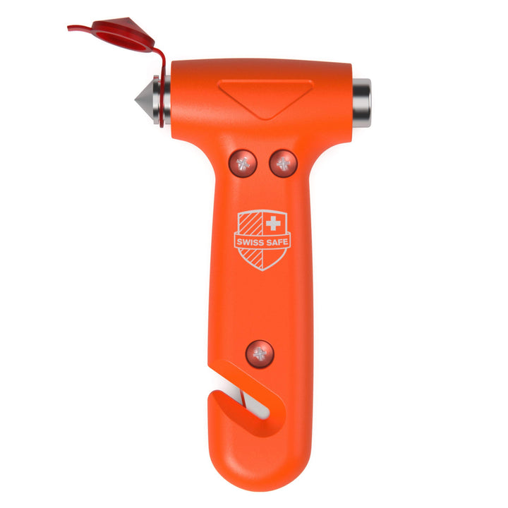 Swiss Safe Car Safety Hammer Window Breaker Tool with Seatbelt Cutter | 5-in-1 Emergency Escape Tool with Glass Hammer & Seatbelt Cutter- Glows for Truck & Car Safety, Essentials & Accessories