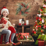 Serlvan 6 Pcs Christmas Candle Rings Wreath Artificial Candle Rings with Red Berry, Snowy Pine Garland Candle Ring Holder for Christmas Decorations Table Centerpiece