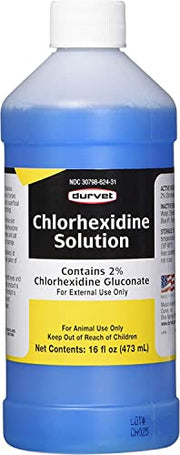Durvet 3 Bottles of Chlorhexidine Solution, 16 Ounces Each, for Cleaning Superficial Wounds on Dogs and Horses