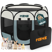 MZNZ Dog Playpen, Portable Cat Playpen Crate Indoor for Dogs Cats Rabbits, Foldable Small Animal Guinea Pigs Bunny Cage Enclosure for Outdoor, Pop Up Dogs Cats Tent Kennel with Carrying Case, Grey