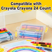 Crayon Box Compatible with Crayola Crayons 24 Count, Crayon Storage Box | Back to School Supplies, Plastic Crayon Box Holder for Crayola 24 Count Crayons, Only Crayon Box, Holds 24 Crayon
