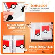 Card Binder 4 Pocket, Trading Card Holder Fits 400 Cards With 50 Removable Sleeves, Portable Collection Card Ablum, Game Card Case book With Zipper for Gift, Red