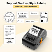 SUPVAN T50M Pro Bluetooth Label Maker Machine with Tape, Black | Wide Waterproof Label, High Image Quality, App with 30 Fonts and 660+ Icons, Inkless, for School, Home, Small Business