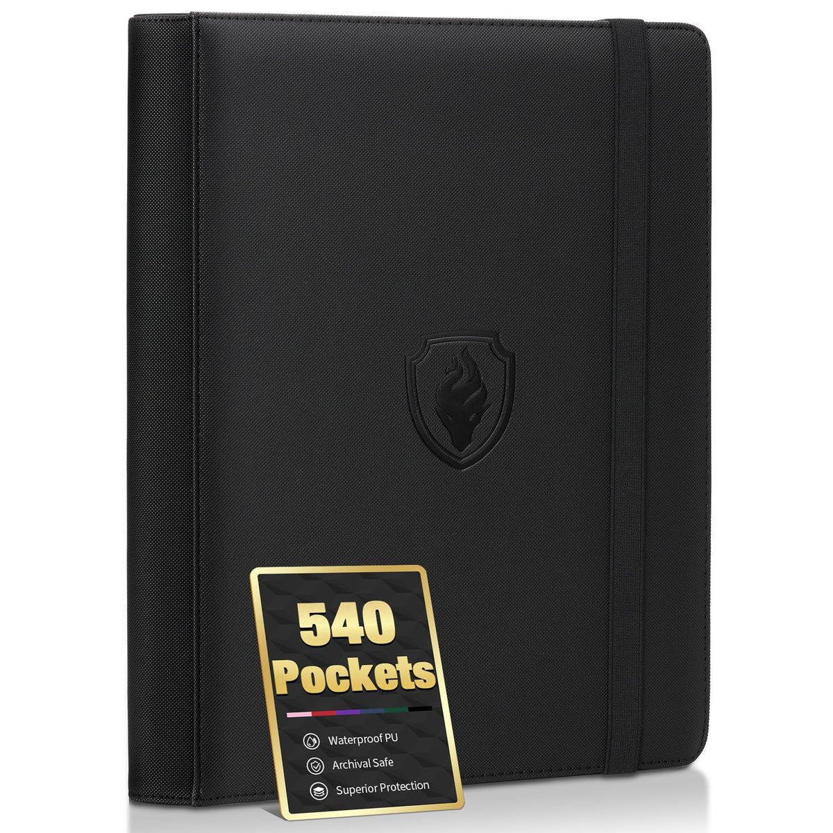 Premium 9 Pocket Card Binder for 540 Card, Fabmaker PU Trading Card Binder | Sturdy Card Collection Album, Side-Loading, Sleek Card Holder Folders for Game Cards & Sports Cards, Black