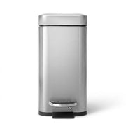 Home Zone Living 1.3 Gallon Stainless Steel Small Trash Can with a Lid | Stainless Steel with Soft-Close Lid for Offices, Bathrooms, Bedrooms and Dorms, Slim Rectangular Shape, Silver