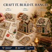3D Wooden Christmas House Diamond Art Kit, Pearl Rhinestone DIY Ornament | Pearl Ornament, Diamond Painting, Holiday Decor, 3D Design, Adult Craft Kit