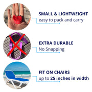 TOWEL CRABBER Towel Bands (6-Pack), Beach Pool & Cruise Chairs, Extra Durable, Cruise Ship & Beach Essentials, Alternative to Beach Towel Clips (3 Regular + 3 Glow in The Dark)