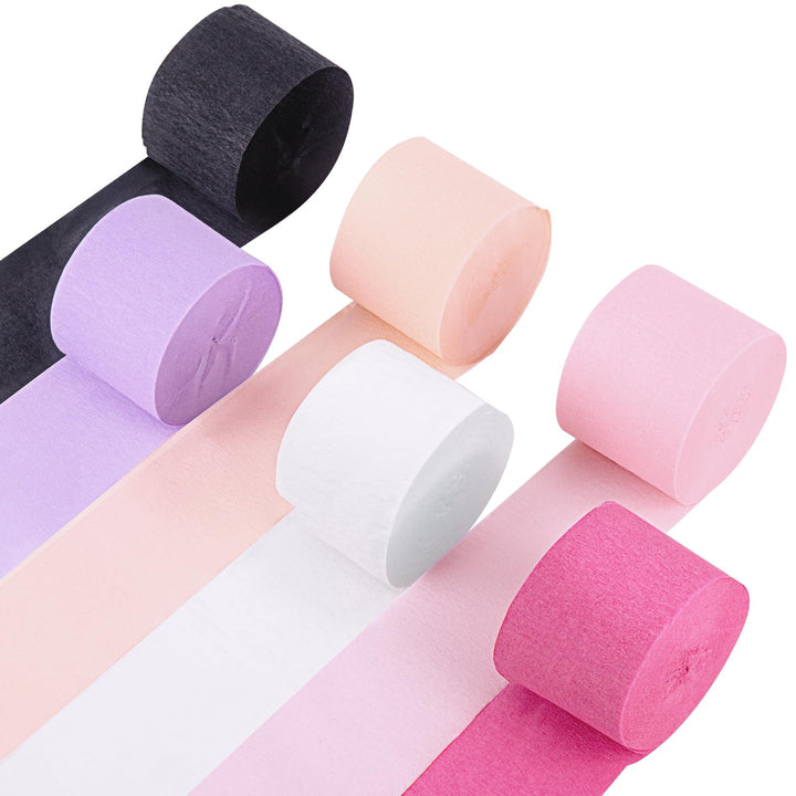 Pastel Halloween Pink Streamers Party Decorations Crepe Paper Decor | Pink Purple Black Streamers Party Decorations for Girls Women Spooky One Birthday, Baby Shower, Bachelorette,Wedding