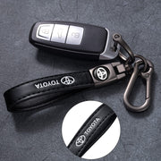 BFIVEANTE Leather car Keychain Set for Toyota Corolla, RAV4, Highlander Men and Women Family Present Keychain Key Ring Lanyard Accessories (Black)