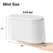 SUBEKYU Mini Trash Can with Lid,Small Desk Garbage Can,White 0.56 Gal | Countertop Mini Garbage Cans for Office Kitchen Coffee Table,Tiny Waste Basket,Bonus: 3 Rolls of Garbage Bags