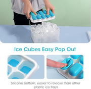 DOQAUS Ice Cube Tray with Lid and Bin,4 Pack Ice Cube Trays for Freezer | Silicone,Stackable. Easy Release Trays with Storage Bin & Scoop. Ideal for Freezer, Kitchen, RV, Cocktail, Coffee.