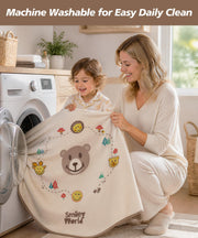 Hooded Kids Bath Towel, 45" x 45" Large Size Beach Towels for Swim Pool | 100% Muslin Cotton Towels, Absorbent Six-Layer Quick Dry Wrap, Age 5-12 Girls Boys(Bear Pattern)