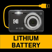 Kodak PIXPRO FZ55 16MP Compact Digital Camera, 5X Optical Zoom, Black | 1080p Full HD Video, 28mm Wide Angle Lens, 2.7 Inch LCD, Point and Shoot, Vlogging Camera, Li-Ion Battery