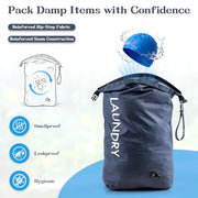 CANBOX Travel Laundry Bag, Waterproof Compression Storage for Dirty Clothes | Wet/Dry Space-Saving Laundry Storage Organizer, Smell Proof Storage Bag for Clothing, Swimming, Yoga, Gym, Camping,L