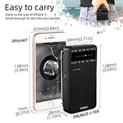 PRUNUS J-166 Portable Radio AM FM, Battery Operated Radio | Tuning Light, Back Clip, Layard, Excellent Reception, AM FM Radios Portable, Transistor Radios