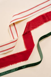 Merry Market Christmas Ribbon Set, 3 Rolls, 60 Yards, Velvet & Cotton | Includes 1.5” Striped Cotton, 1” Red Frayed Velvet & 1/2” Green Velvet Ribbon, 20 Yards Each for 60 Yards Total
