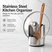Multi-functional Kitchen Utensil Holder, Heavy Duty Stainless Steel Pot Lid & Spoon Rack, Space‑Saving Vertical Organizer for Spatula Ladle Pot Lid Cutting Board, Stainless Steel Utensil Holder，1PCS