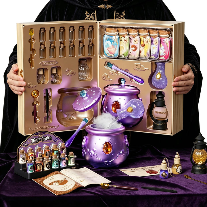 Magic Mix Potion Kit for Kid Age 10+ Light Up Mist Cauldron Girls Witch Toy | Light Sound Mist Cauldron, Light-Up Stand, Retro Lantern, 12 Zodiac Potion Set, Birthday Back to School Gift for Girls 10-12
