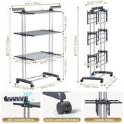 Upgraded 4-Tier Clothes Drying Rack, Drying Rack Clothing with Wheels | Large Foldable Laundry Drying Rack, Clothes Rack with Side Hooks for Indoor Outdoor Air Drying, 19.68"D x 29.9"W x 67.7"H