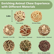 Bunny Rabbit Chew Grass Balls, Rolling Chew Toys for Small Animals (8 Pcs) | Rabbit chew balls, Improving Dental Health, Natural Chew Grass Toys for Rabbits, Guinea Pigs, Chinchillas, Hamsters, Mice