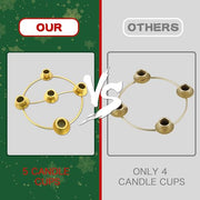 Advent Wreath Candle Holder, Christmas Candle Rings for Tapered Candles | Advent Wreath 5 candle Holder for Christmas Festival Home Party Church Decor, Gold