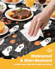 Niuara Halloween Black Plastic Table Cloth Disposable, 2 Pack, 54 x 108 in | Rectangle, 6 ft Tables, Halloween Party Decorations, Holiday Gathering