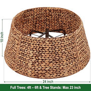 CENBOSS Rattan Christmas Tree Collar, Brown Wash, 24 inch | Easy to Assemble & Store