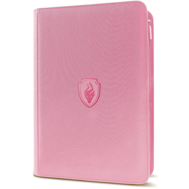Premium Zip Card Binder, Fabmaker 9 Pocket Trading Card Binder PU Cover | Zipper Card Collection Album for 360 Cards, Sturdy Side-Loading Card Folder Holder for Game & Sports Cards, Pink